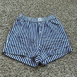Anthropologie Navy and White Striped High Waist Shorts